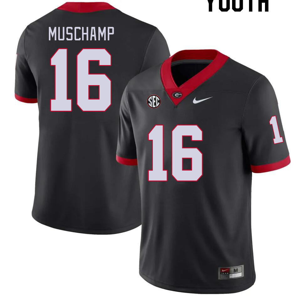 Youth #16 Jackson Muschamp Georgia Bulldogs College Football Jerseys Stitched-Black